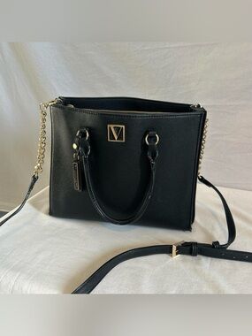 Victoria’s Secret Black Tote Purse with Gold Accents